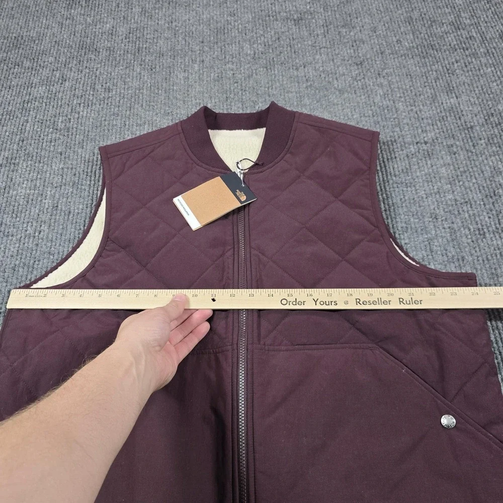 The North Face Cuchillo Vest Womens XXL Brown Quilted Reversible Sherpa Outdoor
